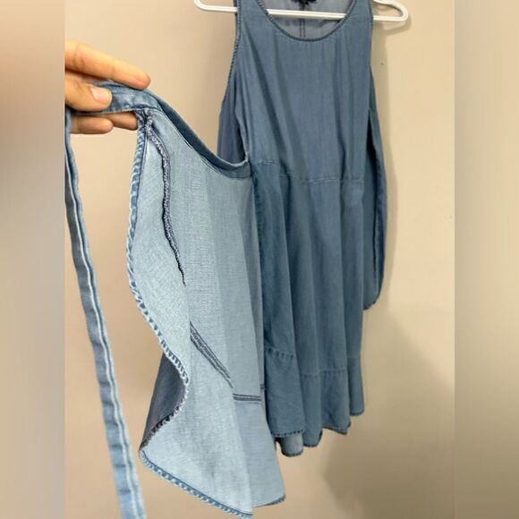 Express Denim Wrap Long Sleeves Dress - Picture 4 of 9